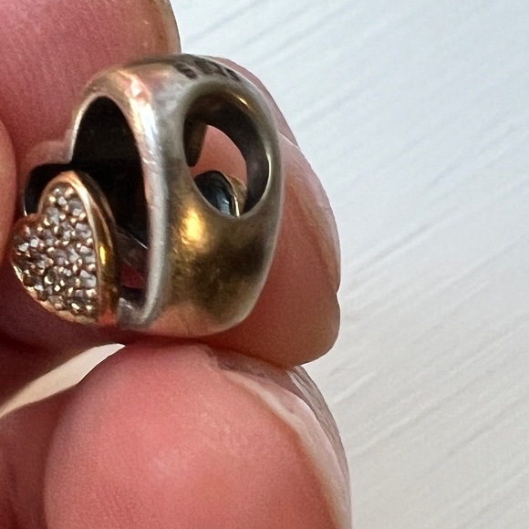 925 Sterling Silver double heart Pandora style charm - Picture 3 of 3